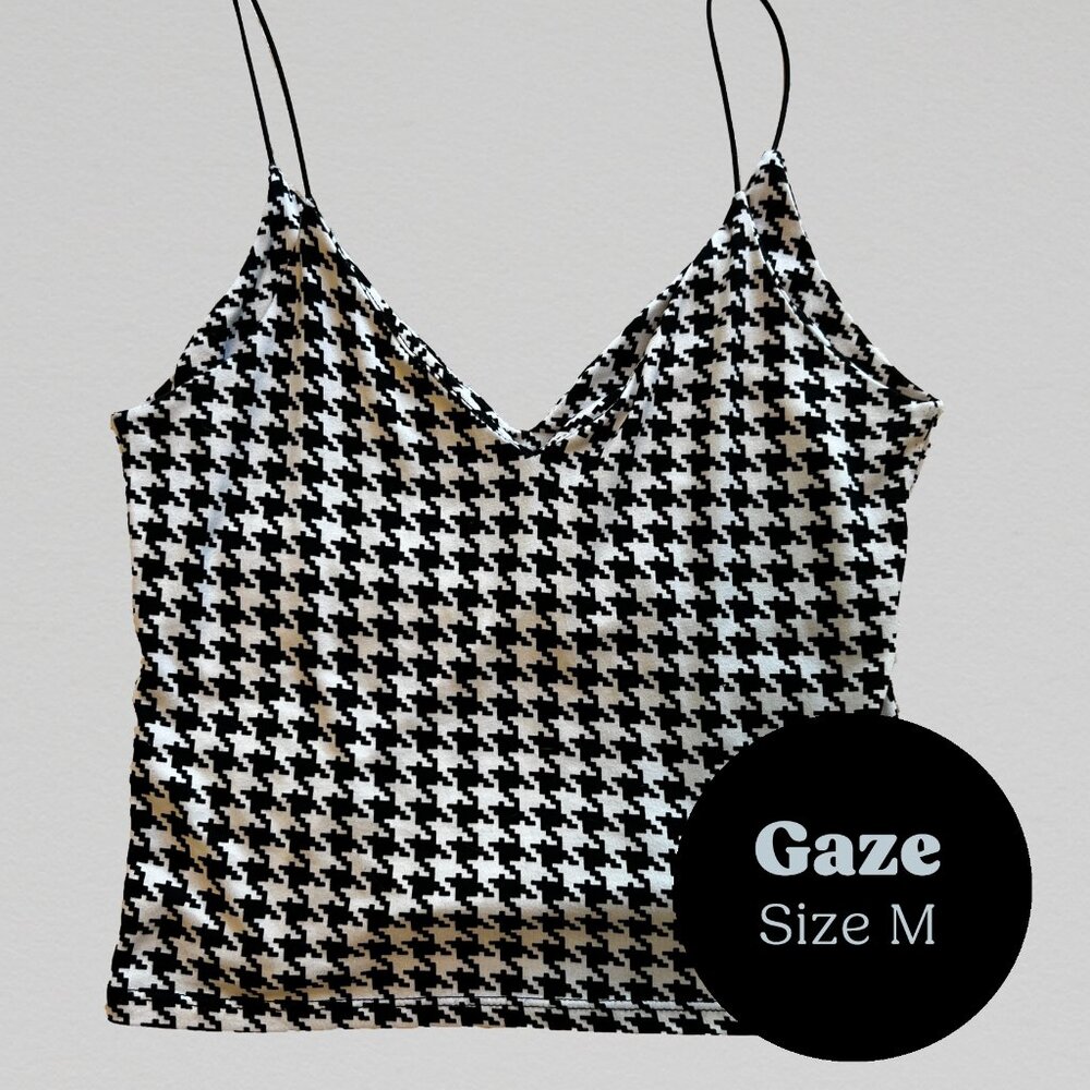 Gaze houndstooth black & white tank 🖤🤍